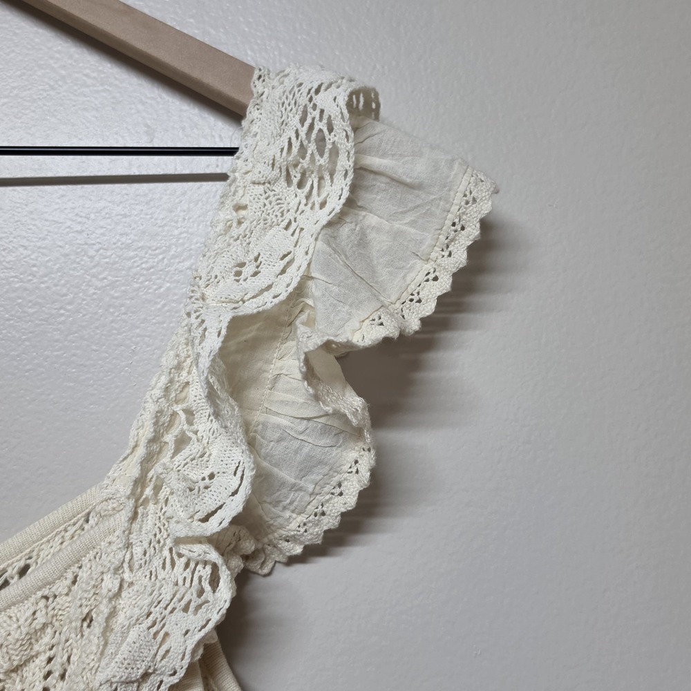 Anthropologie Ruffled Garden Sweater Tank Top Ivory Knit Lace Trim NWT Large - Picture 5 of 11